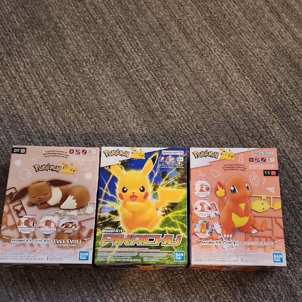 Bandai NamcoPokemon  Model Kit Figures -Eevee,Pikachu & Charmander NEW IN BOXES!